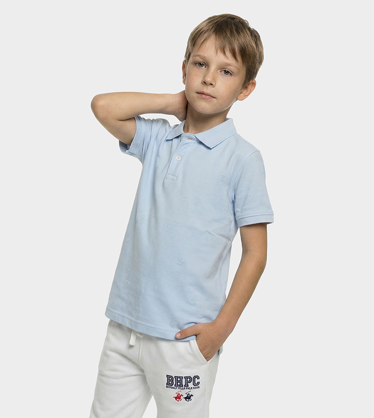 تيشيرت بولو كم قصير بشعار مطرز