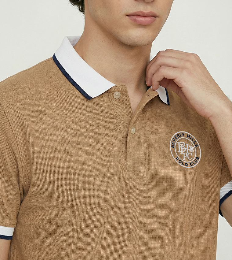 Contrast Tipping Short Sleeves Polo T-Shirt