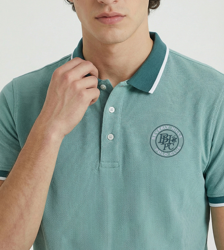 Contrast Tipping Short Sleeves Polo T-Shirt