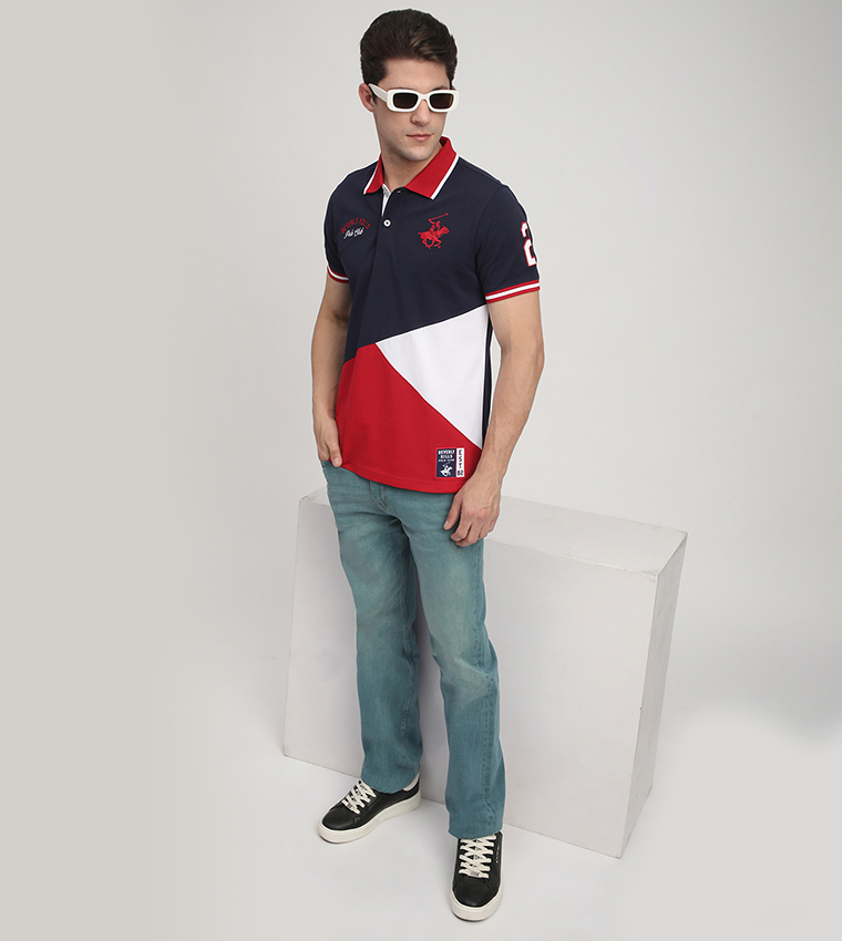 Color Block Short Sleeves Polo T-Shirt