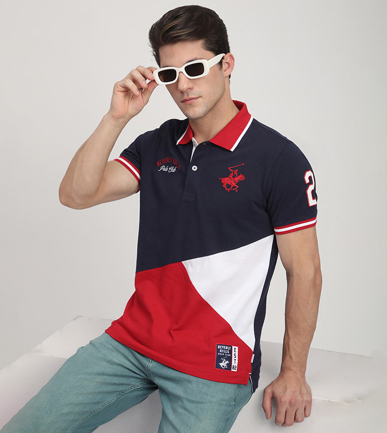 Color Block Short Sleeves Polo T-Shirt