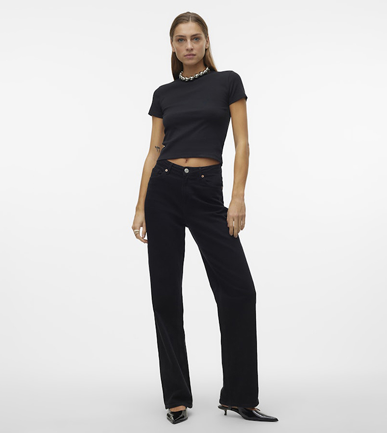 Solid Short Sleeves Crop Top