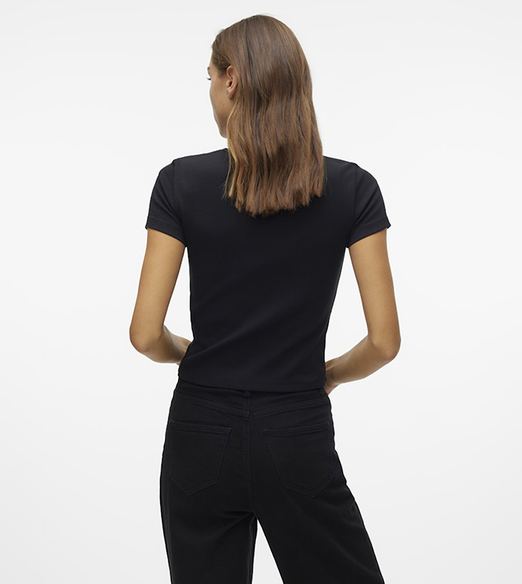 Solid Short Sleeves Crop Top