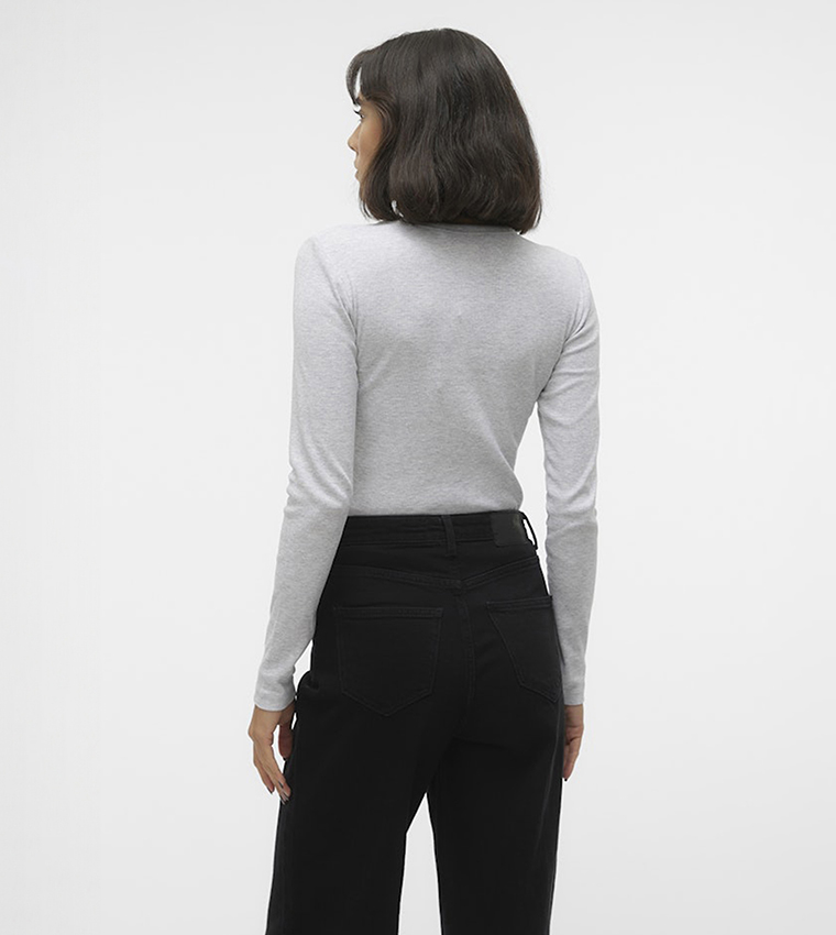 Solid Crew Neck Long Sleeves Top