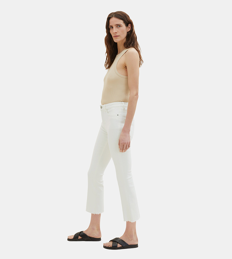 Solid Cropped Flared Pants