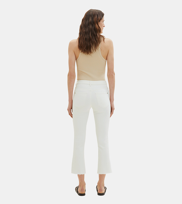 Solid Cropped Flared Pants