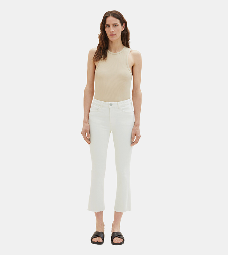 Solid Cropped Flared Pants