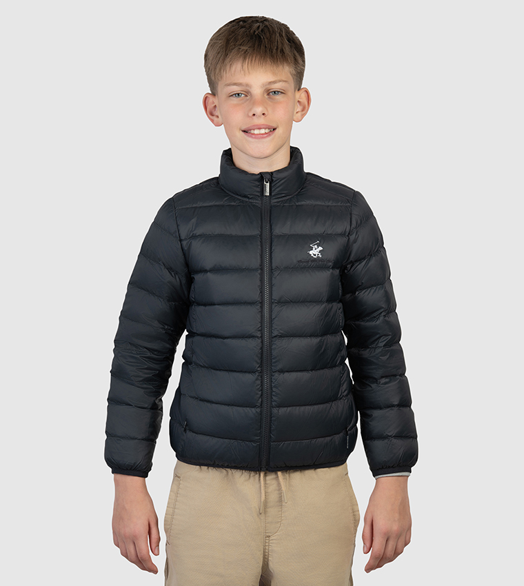 جاكيت بفر بومبر بشعار مطرز