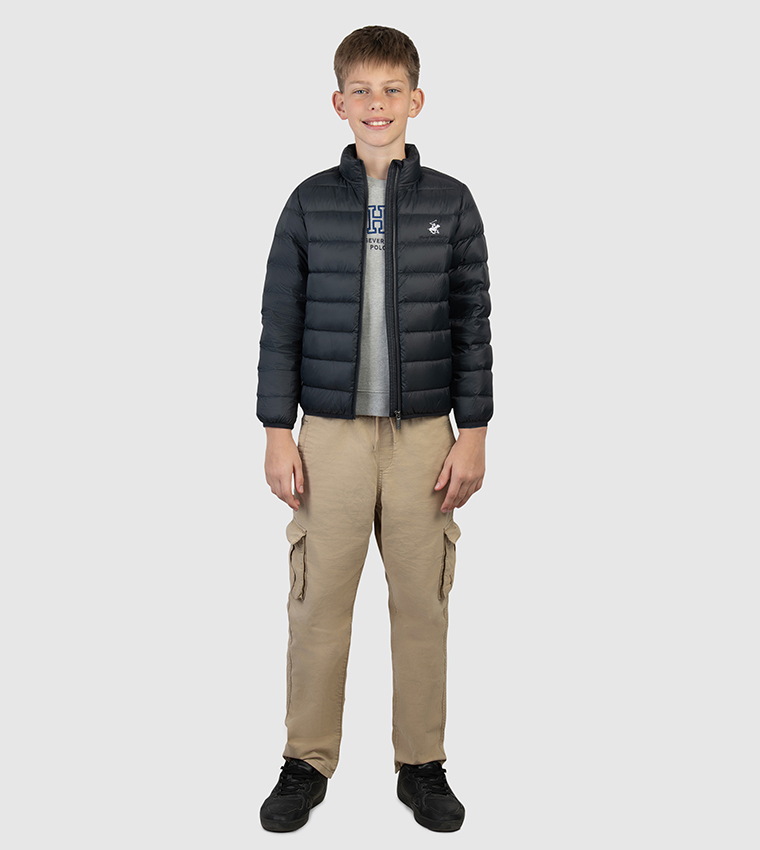 جاكيت بفر بومبر بشعار مطرز