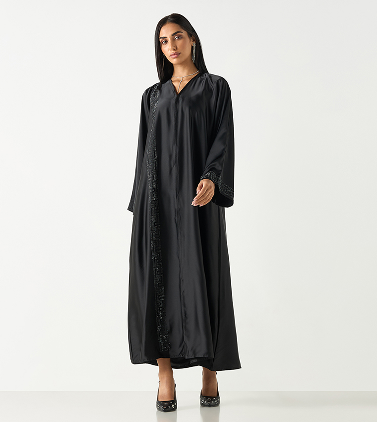 Embellished V-Neck Abaya