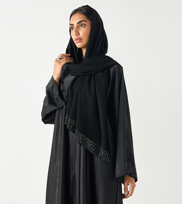 Embellished V-Neck Abaya