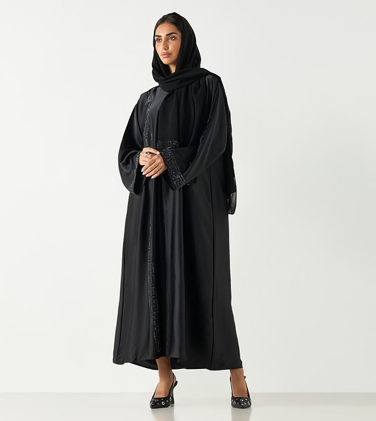 Embellished V-Neck Abaya