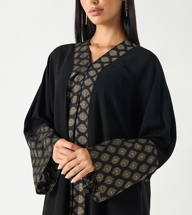 اتش ام  عباية - أسود Abayas