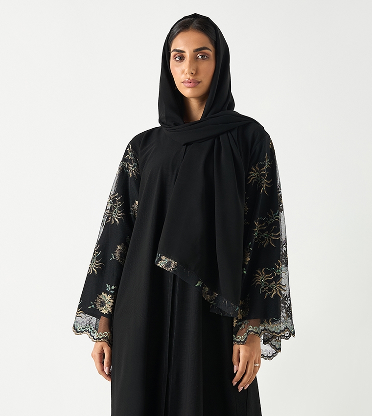 Lace Flared Sleeves Abaya