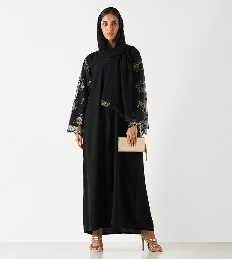 Lace Flared Sleeves Abaya