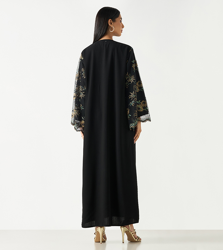Lace Flared Sleeves Abaya