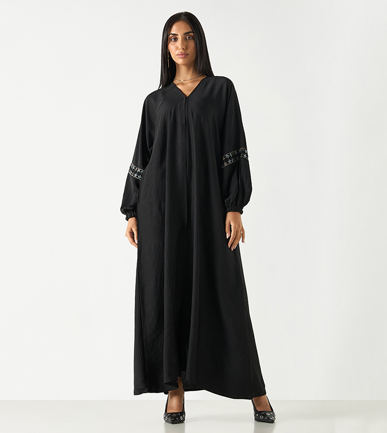 اتش ام  عباية - أسود Abayas
