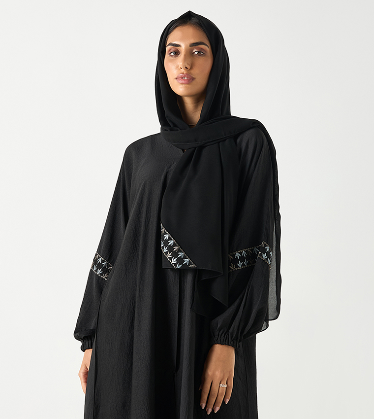 اتش ام  عباية - أسود Abayas
