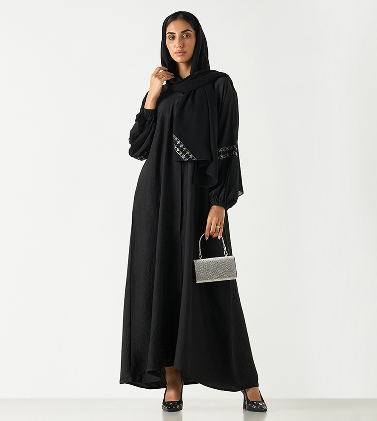 اتش ام  عباية - أسود Abayas
