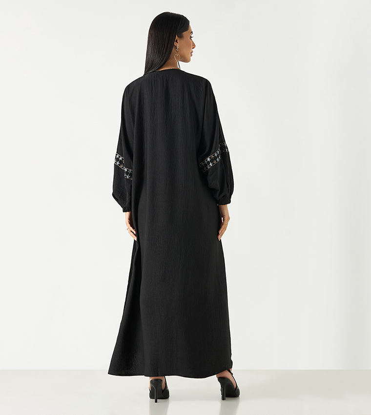 اتش ام  عباية - أسود Abayas