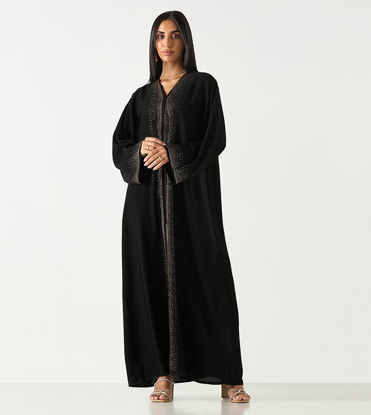 اتش ام  عباية - أسود Abayas