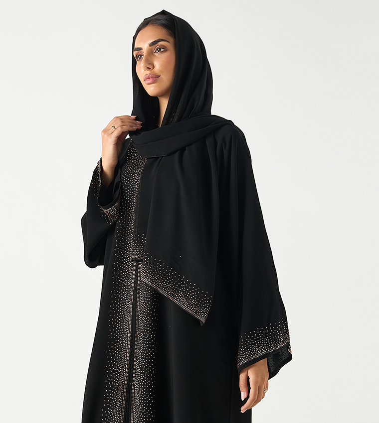 اتش ام  عباية - أسود Abayas