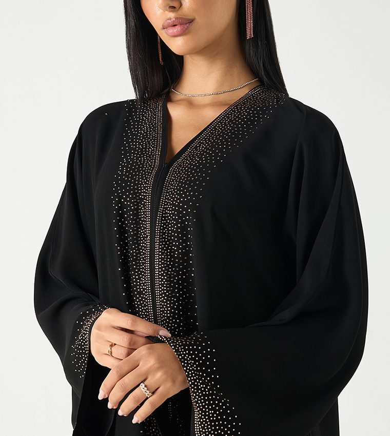 اتش ام  عباية - أسود Abayas