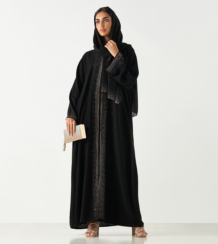 اتش ام  عباية - أسود Abayas