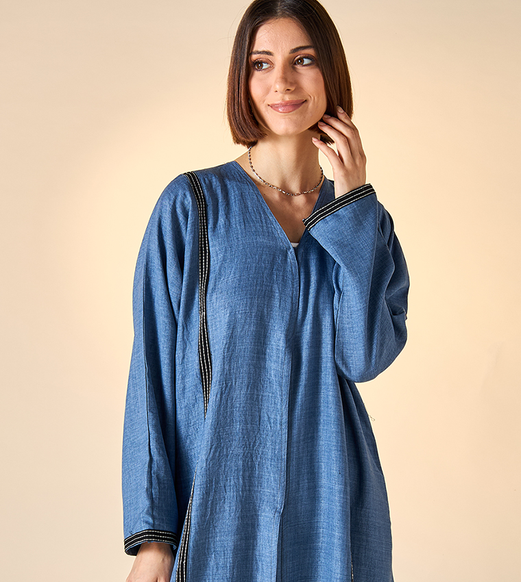اتش ام  عباية - أزرق Abayas