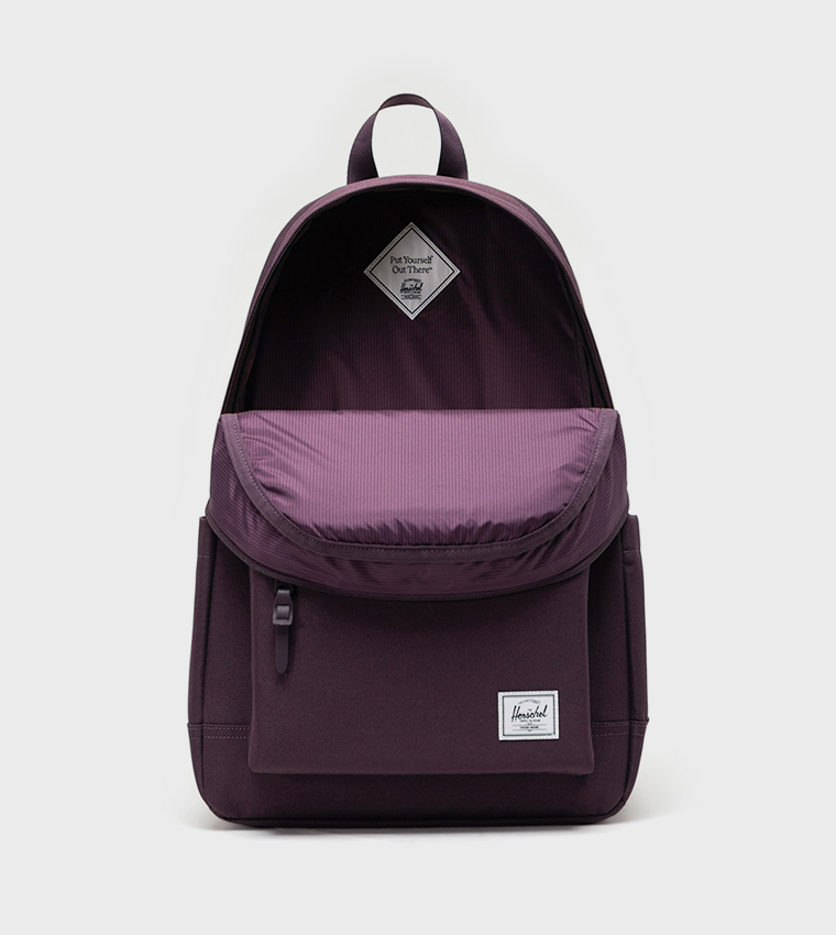 herschel backpack purple black Supply Co. | Heritage Youth front pocket with key clip and dual water bottle pockets Herschel Purple Colorblock Youth Backpack