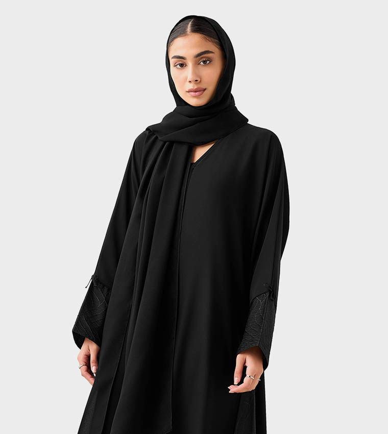 Solid Flared Sleeves Abaya