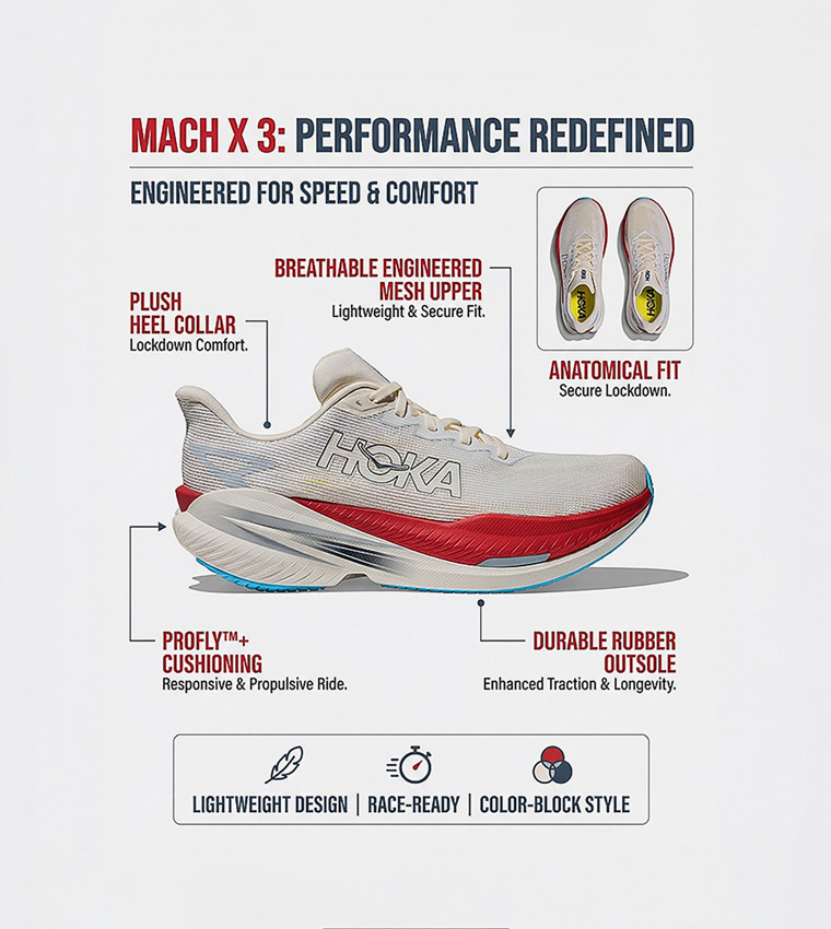MACH X 3 Color Block Running Shoes