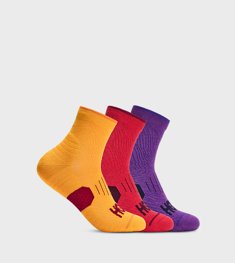 QUARTER 3-Pack Logo Detail Ankle Socks