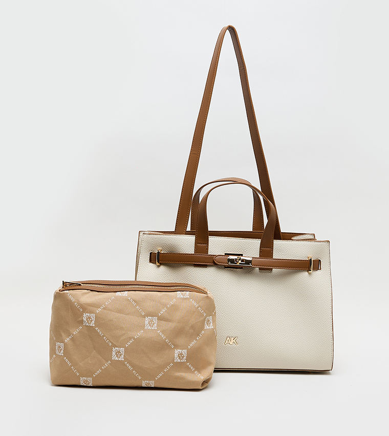 Contrast Detail PU Tote Bag Set