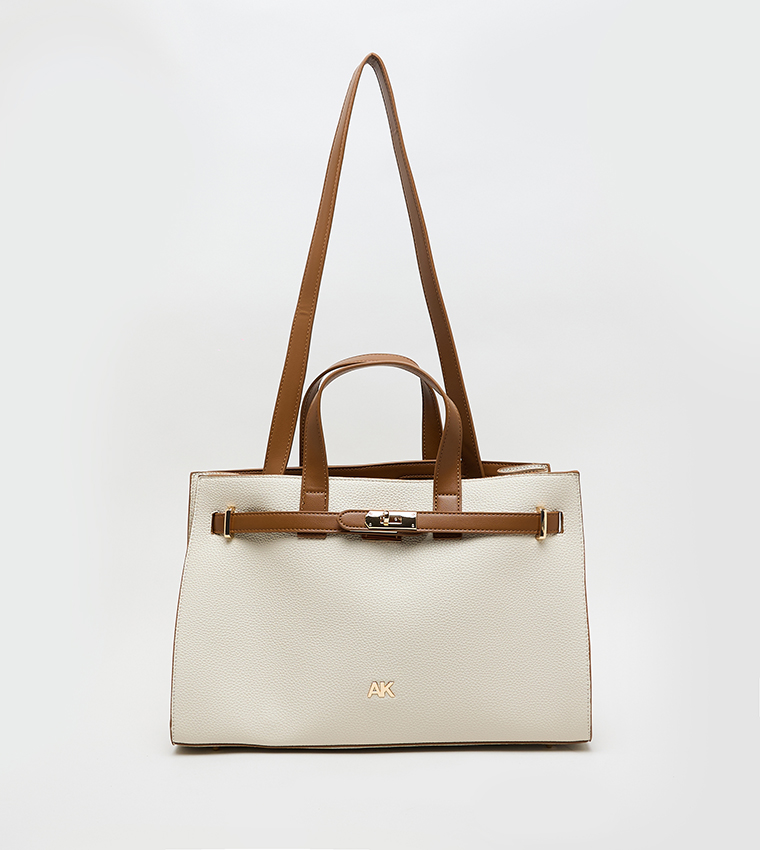 Contrast Detail PU Tote Bag Set
