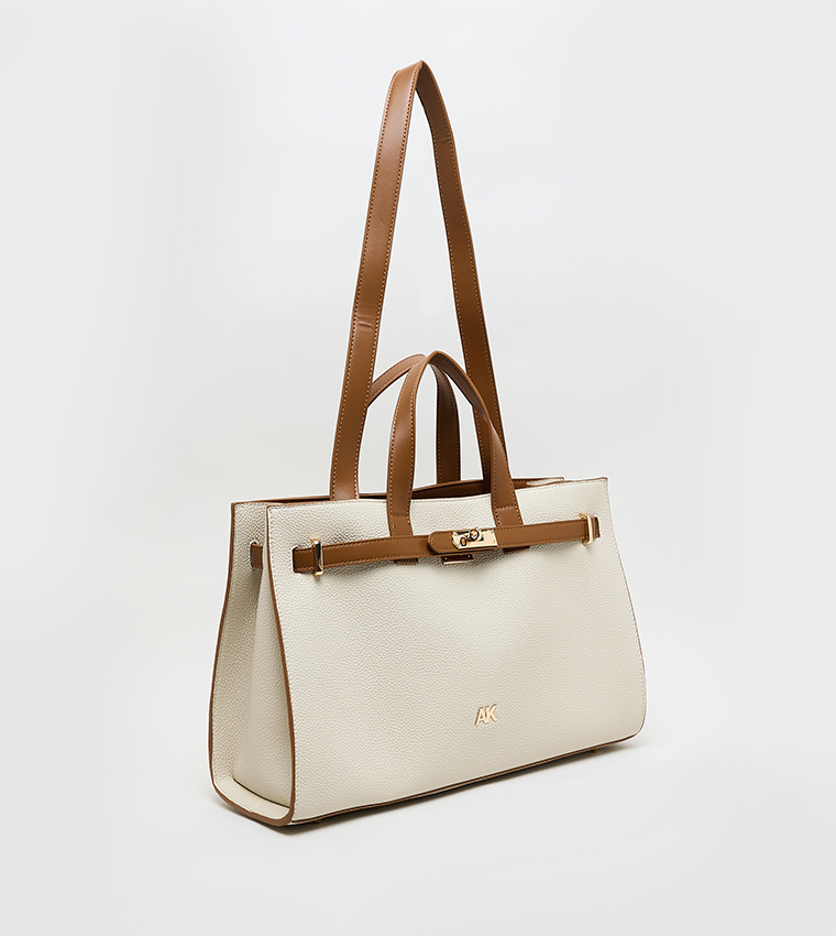 Contrast Detail PU Tote Bag Set