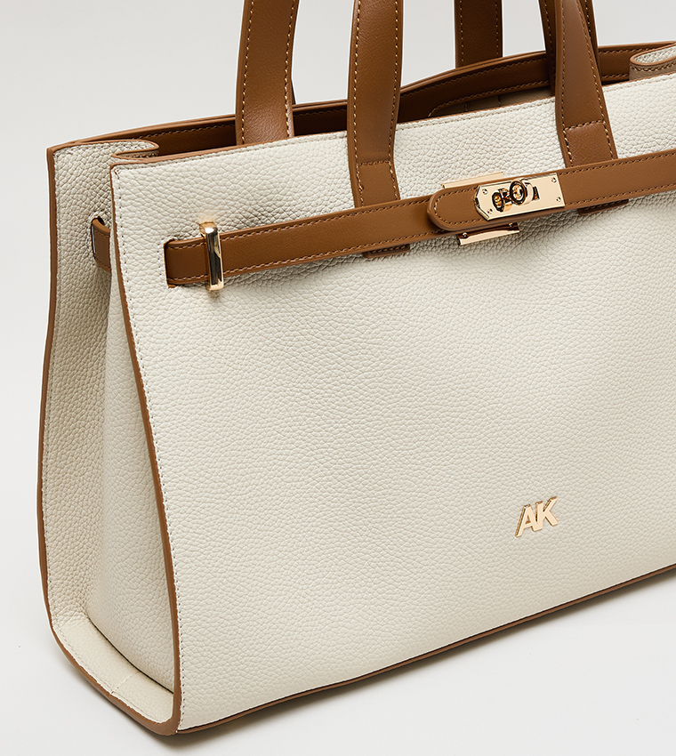 Contrast Detail PU Tote Bag Set