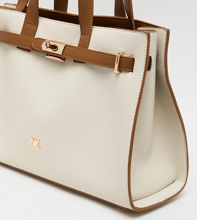Contrast Detail PU Tote Bag Set