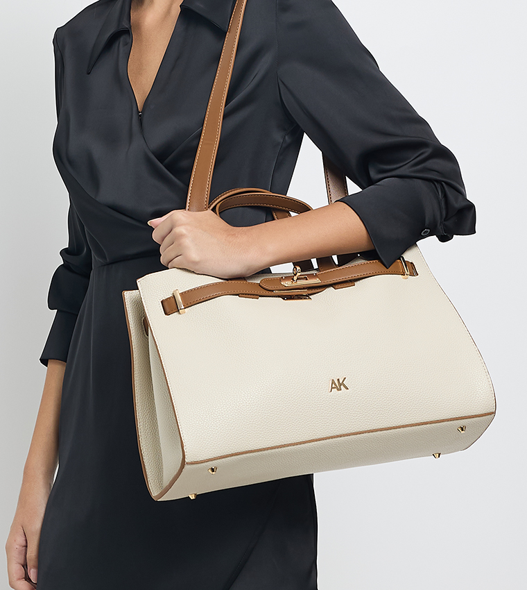 Contrast Detail PU Tote Bag Set