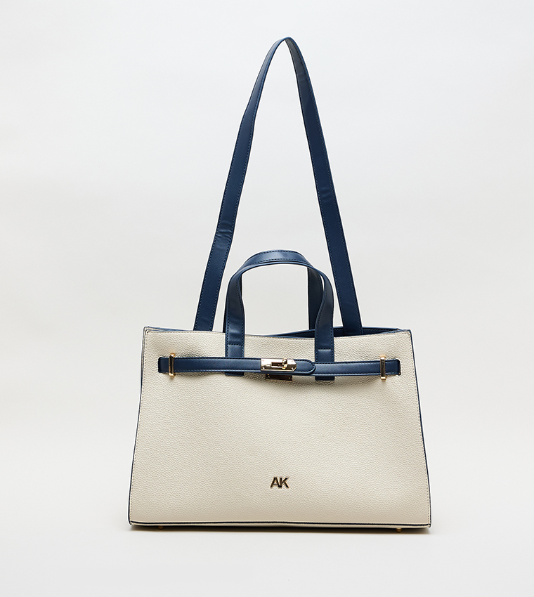 Contrast Detail PU Tote Bag Set