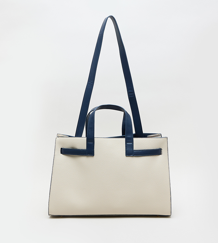 Contrast Detail PU Tote Bag Set
