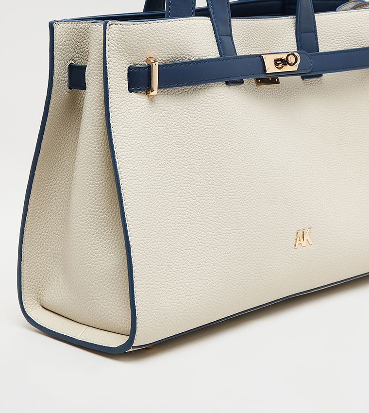 Contrast Detail PU Tote Bag Set