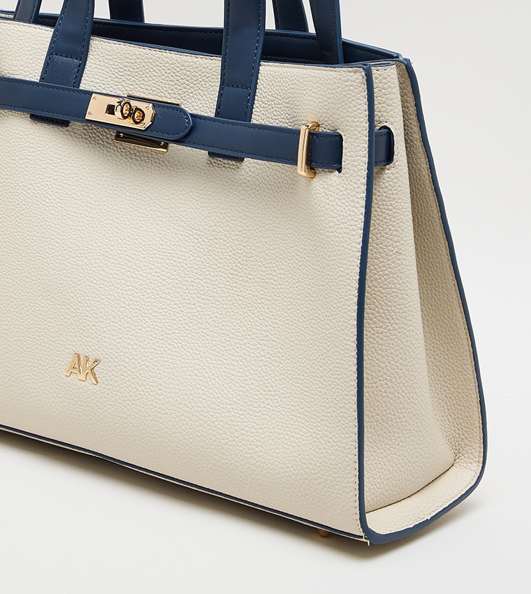 Contrast Detail PU Tote Bag Set