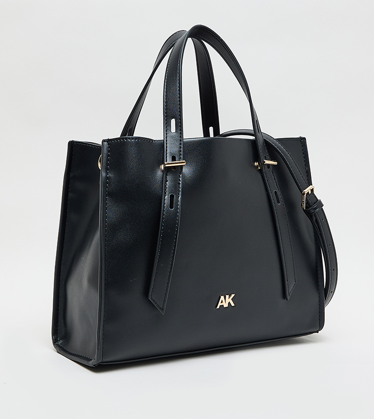 Monogram PU Zip Closure Tote Bag