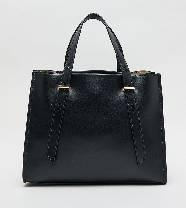 Monogram PU Zip Closure Tote Bag