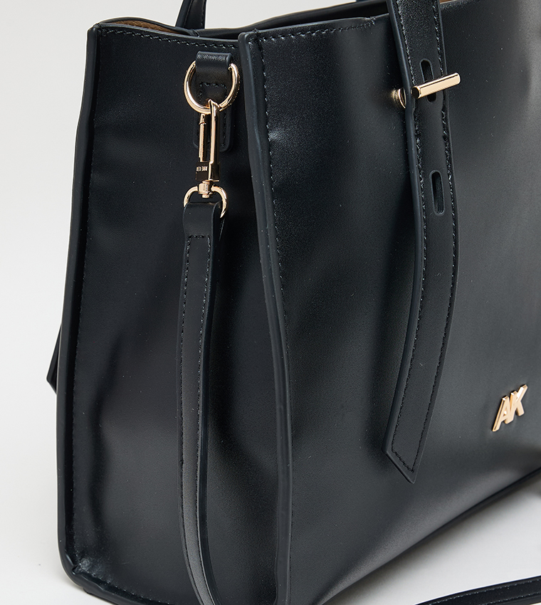 Monogram PU Zip Closure Tote Bag
