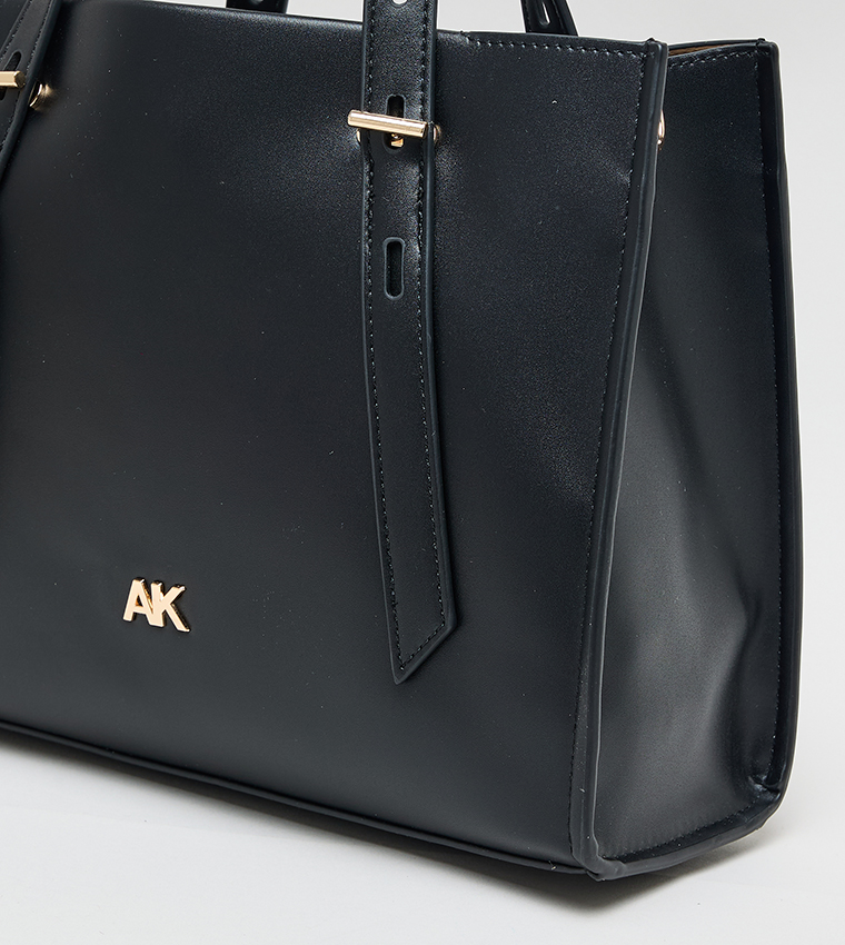 Monogram PU Zip Closure Tote Bag