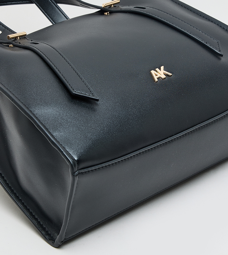 Monogram PU Zip Closure Tote Bag