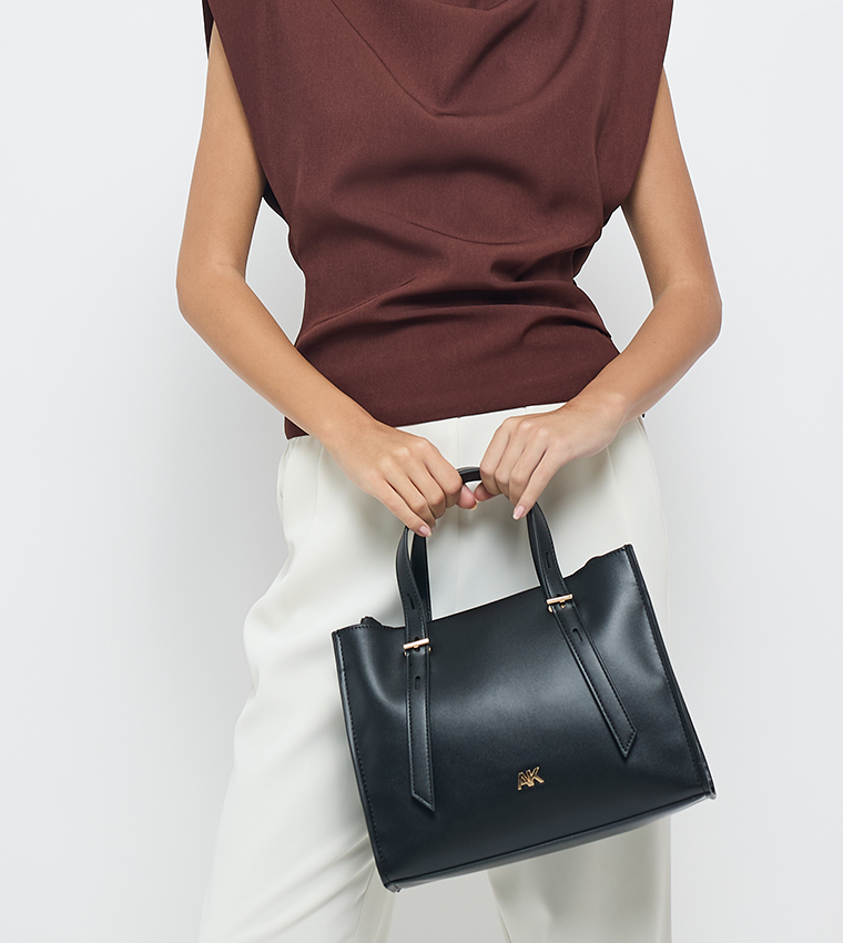 Monogram PU Zip Closure Tote Bag