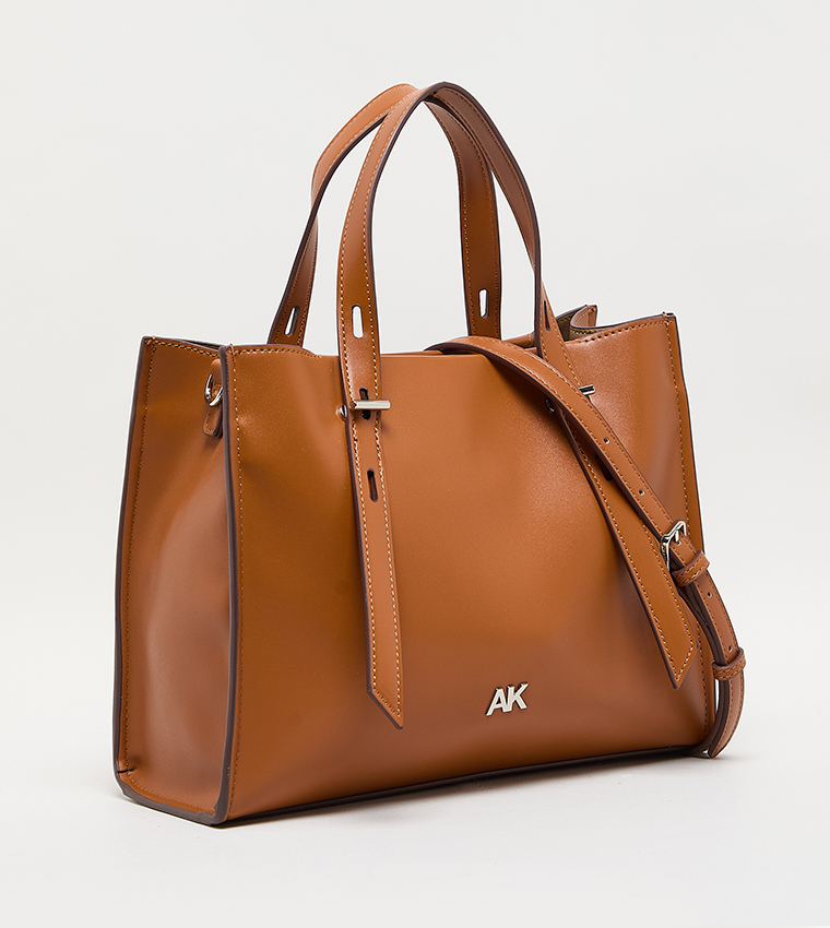 Monogram PU Zip Closure Tote Bag
